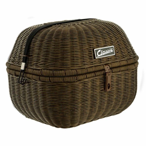 Cestino Portapacchi Sip Classic Rotondo In Metallo/Ecopelle Marrone Scuro 360X320X280 Mm-image