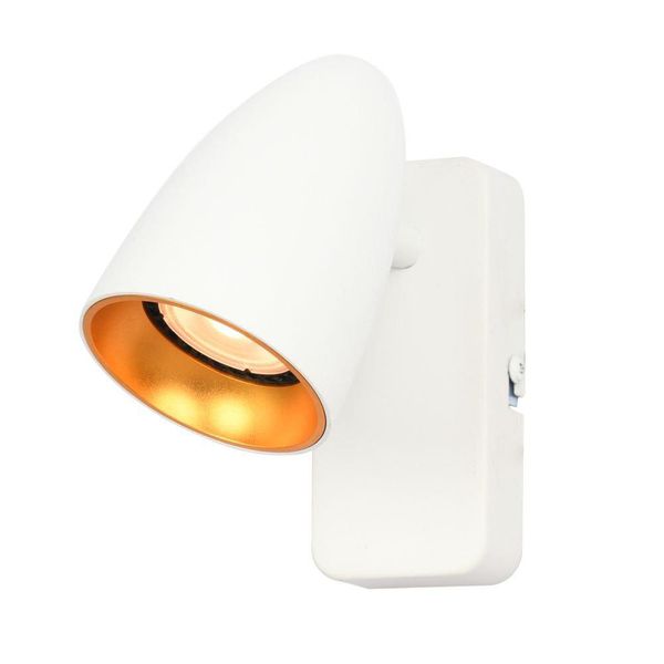 Lampada Da Parete Bianca Con Interno Dorato Faretto Mobile Per Camera Da Letto Soggiorno 1Xgu10 10W Tino Italux-image