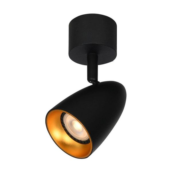 Faretto Circolare Mobile Da Soffitto Nero-Oro Ø7Cm Per Soggiorno Cucina 1Xgu10 10W Tino Italux-image