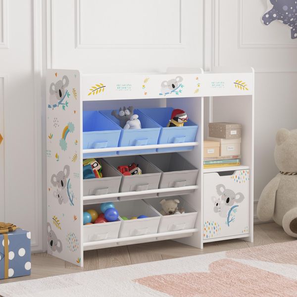 Scaffale Per Bambini "SøNdreland"" Con Un'anta Dell'armadio E 9 Scatole Pieghevoli 80 X 90 X 30 Cm Con Motivo Koala"-image