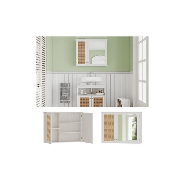 Vicco Spiegelschrank Rosario 60 X 49 Cm, Weiß, Mit 2 TüRen, Badezimmer, Modern-image