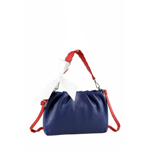 UmhäNgetasche "Tricolore", Damen, Gr. B/H/T: 26Cm X 17Cm X 4Cm Onesize, Blau, Leder, Collezione Alessandro, Taschen UmhäNgetasche, Aus Leder, Mit Schleife-image