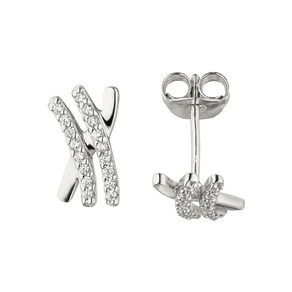 Paar Ohrstecker Jobo, Silber (Silber 925), Ohrringe, Damen, Silber 925 (Sterlingsilber), 925 Silber Mit 34 Zirkonia-image