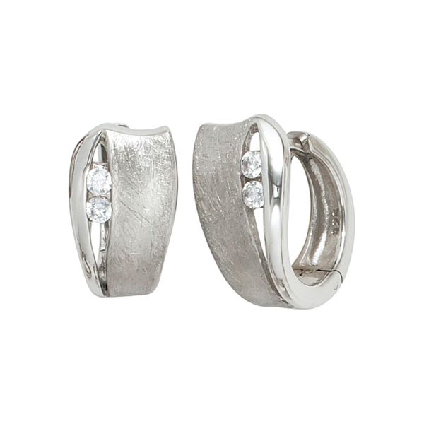 Paar Creolen Jobo, Silber (Silber 925), Ohrringe, Damen, Silber 925 (Sterlingsilber), 925 Silber Mit Zirkonia-image