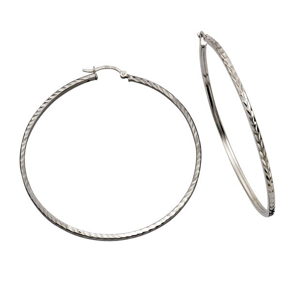 Paar Creolen Celesta "925 Silber Rhodiniert 6,0Cm", Weiß, Ohrringe, Damen, One-Size, Silber 925 (Sterlingsilber)-image