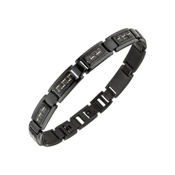 Armband Jobo, Schwarz, ArmbäNder, Damen, 22Cm, Edelstahl, Armband, Edelstahl Mit Goldfarbenen Effekten 22 Cm-image