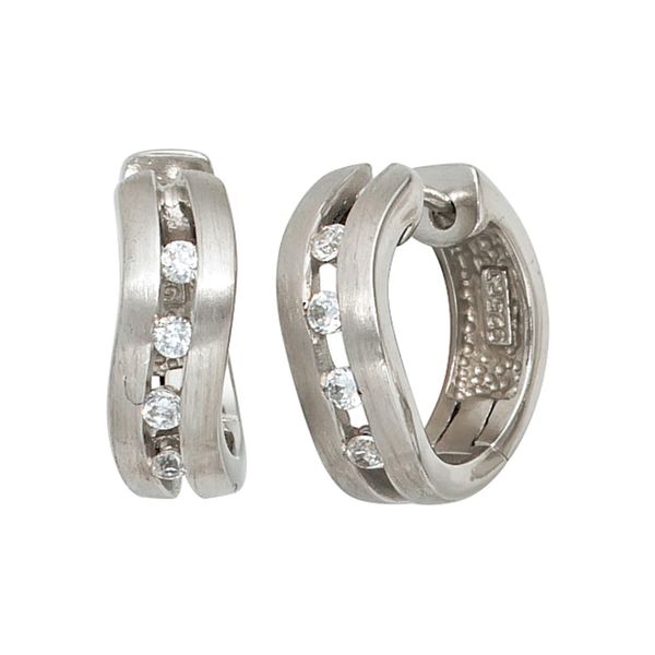 Paar Creolen Jobo, Silber (Silber 925), Ohrringe, Damen, 16,8Mm, Silber 925 (Sterlingsilber), 925 Silber Mit Zirkonia-image