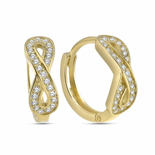 Paar Creolen Dkeniz "925/- Sterling Silber Vergoldet Unendlichkeitsohrring", Gold (Gold, Weiß), Ohrringe, Damen, One-Size, Silber 925 (Sterlingsilber)-image