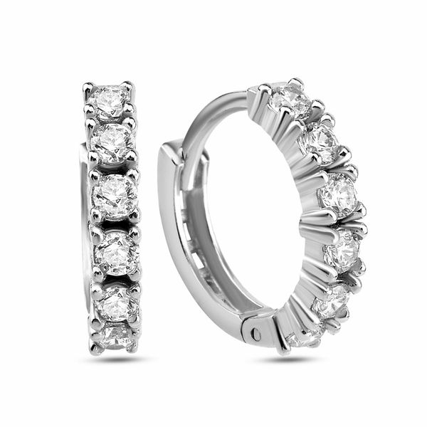 Paar Creolen Dkeniz "925 Silber Rhodiniert Zirkonia Weiß", Silber (Silber, Weiß), Ohrringe, Damen, One-Size, Silber 925 (Sterlingsilber)-image