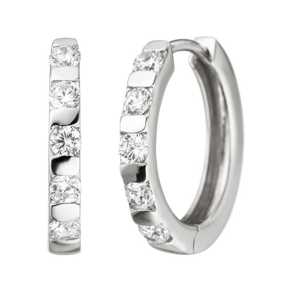 Paar Creolen Jobo, Silber (Silber 925), Ohrringe, Damen, 17,7Mm, Silber 925 (Sterlingsilber), 925 Silber Mit Zirkonia-image