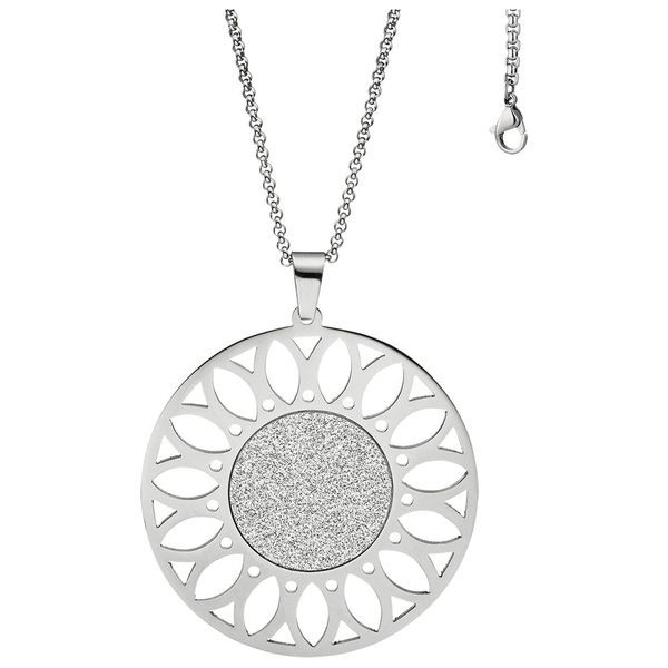 Kette Mit AnhäNger Jobo, Silber (Edelstahlfarben), Halsketten, Damen, Edelstahl, L: 80, Rund Edelstahl 80 Cm-image
