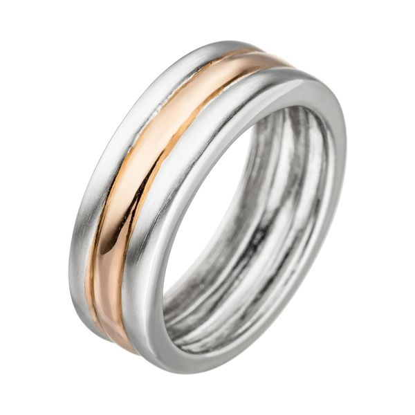 Fingerring Jobo Gr. 54, Silber (Silber 925), Fingerringe, Damen, 54, Silber 925 (Sterlingsilber), Fingerring, 925 Silber Bicolor Vergoldet-image