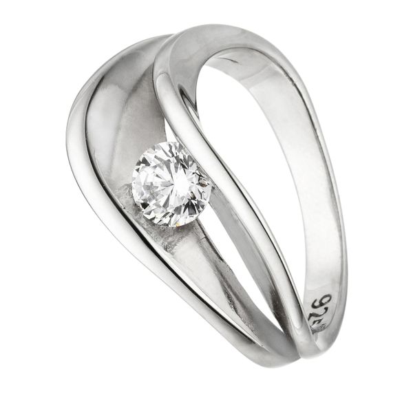 Fingerring Jobo "Ring Mit Mit Zirkonia" Gr. 56, Silber (Silber 925), Fingerringe, Damen, 56, Silber 925 (Sterlingsilber), Fingerring, 925 Silber Rhodiniert-image