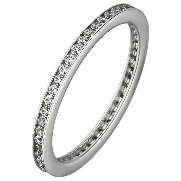 Fingerring Jobo Gr. 54, Silber (Silber 925), Fingerringe, Damen, 54, Silber 925 (Sterlingsilber), Fingerring, 925 Silber Mit Zirkonia Rundum-image