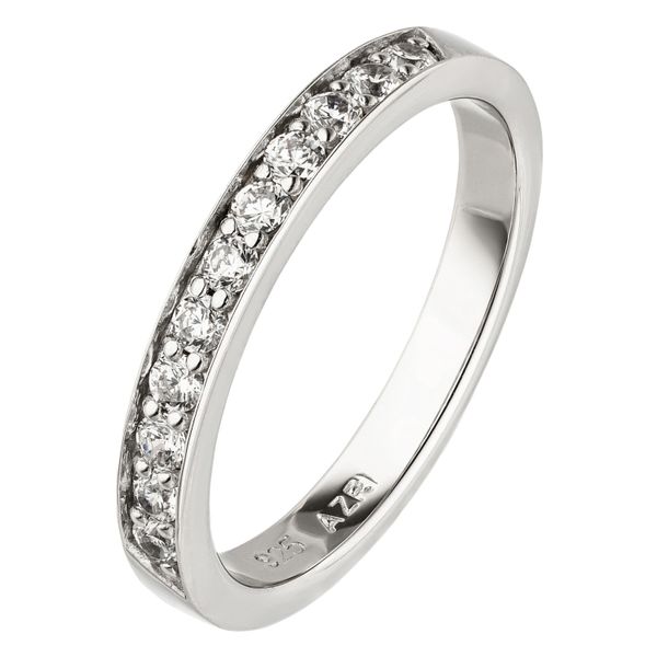 Fingerring Jobo Gr. 60, Silber (Silber 925), Fingerringe, Damen, 60, Silber 925 (Sterlingsilber), Fingerring, 925 Silber Mit 11 Zirkonia-image