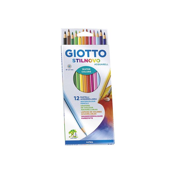 Giotto Stilnovo Acquarell/ Matite Acquerellabili/ 3,3Mm/ 12 Pezzi/ Colori Assortiti-image