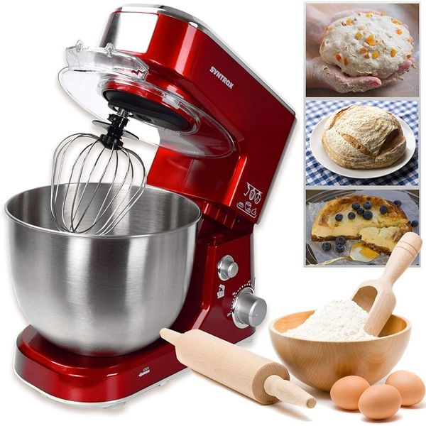 Syntrox Germania Robot Da Cucina Impastatrice Impastatrice, Vasca In Acciaio Inox, 5 Litri "Rosso"""-image