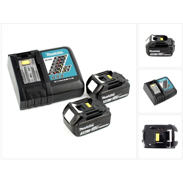Makita Kit Power Set Con 2X Batterie Bl 1830 B 3,0 Ah 18 V + Caricatore Rapido Dc 18 Rc-image