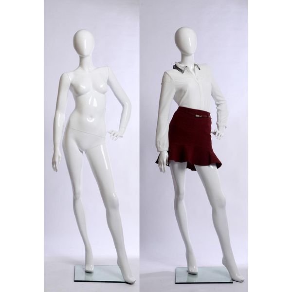 K46980-B Bellissimo Manichino Femminile Astratto Laccato Bianco-Lucido "Senza Viso"""-image