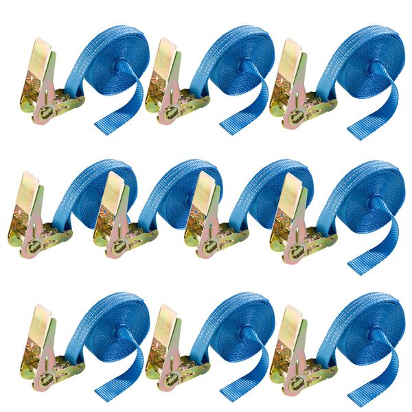 Cinghie Di Tensione Arebos 10X 6 M | 800 Kg | Con Cricchetto | 25 Mm | Din En 12195-2 Blu-image