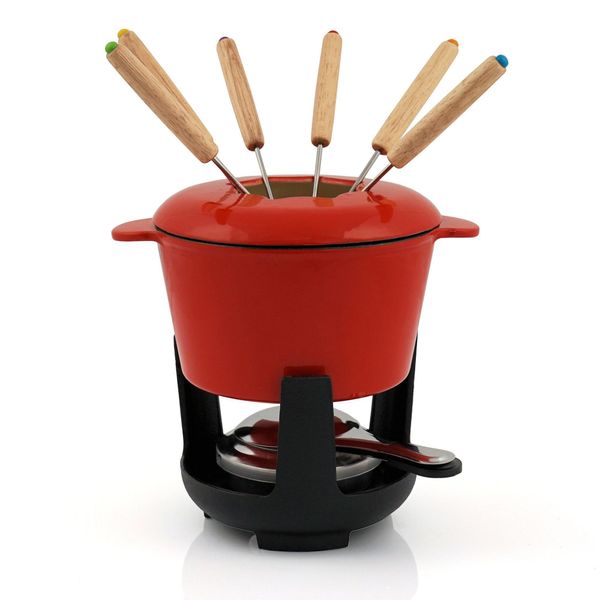 Bbq-Toro Set Per Fonduta In Ghisa Da 13 Pezzi Per 6 Persone | 1 L | Rosso Smaltato-image