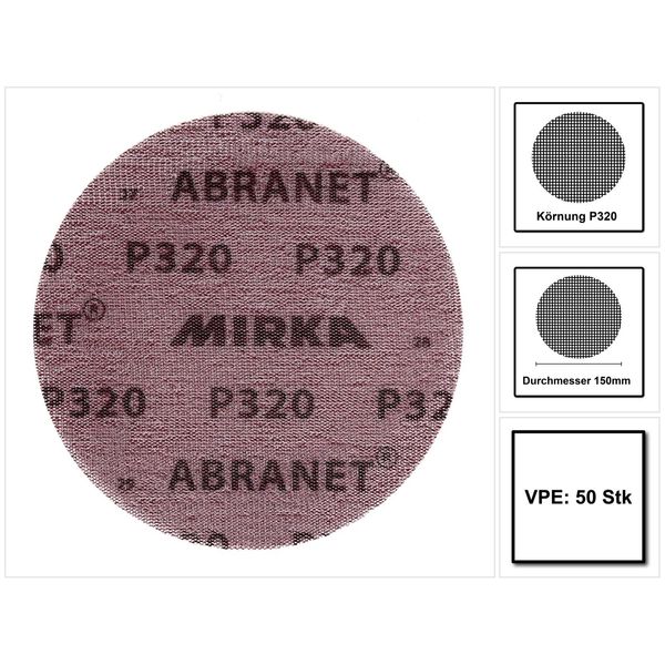 Mirka Abranet Dischi Abrasivi Grip 150Mm P320 50 Pz. ( 5424105032 )-image