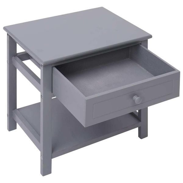 Syfax™ Comodino Grigio 40X29X42 Cm In Legno Di Paulonia-image