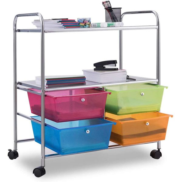 Costway Contenitore Per Rotoli Carrello Da Bagno Cassettiera Carrello Da Cucina Carrello Per La Casa Carrello Portaoggetti Mobile Carrello Da Medicazione Carrello Laterale Con Rotelle Carrello Da Bagno 62 X 37 X74Cm-image