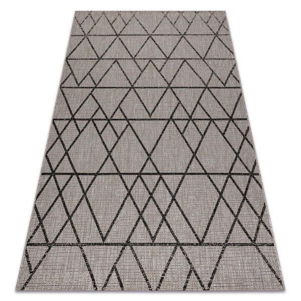 Tappeto Di Spago Sizal Floorlux 20508 Argento / Nero Triangoli Grigio 160X230 Cm-image