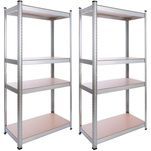 Set Di 2 Scaffali Per Carichi Pesanti Arebos 160X80X40 Cm | 320 Kg | 4 Ripiani In Mdf, Zincati-image
