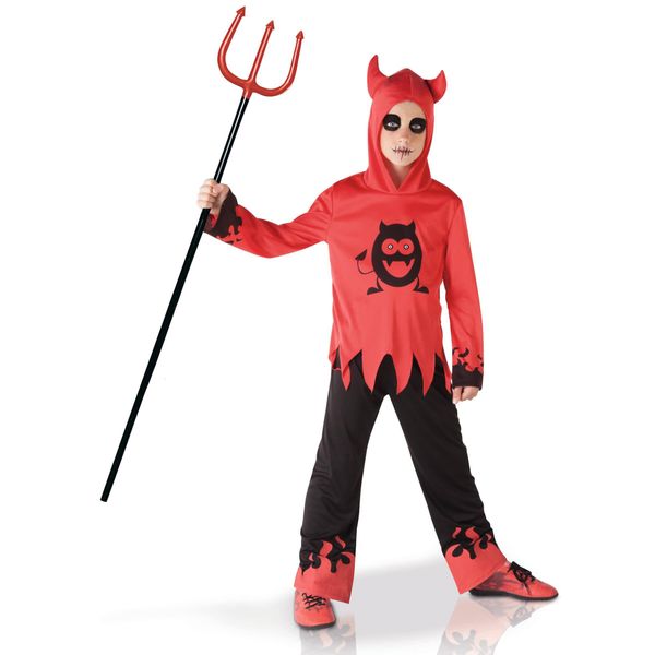 Costume Da Diavolo Divertente Per Bambino Rosso-Nero - 128/140 (8-10 Anni)-image