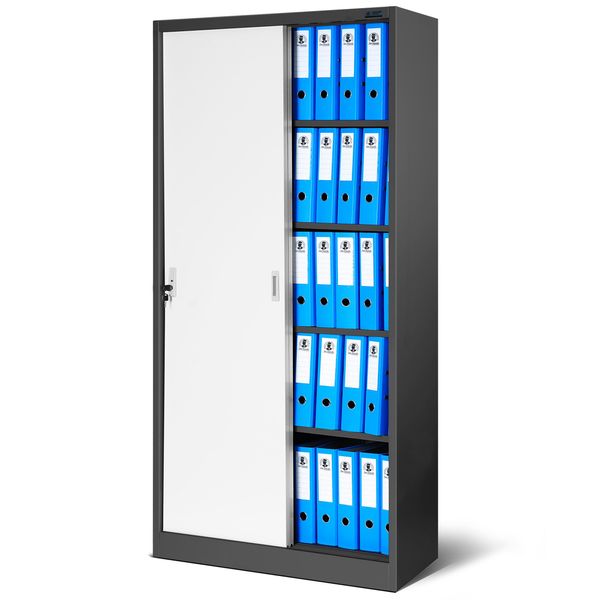 Armadio Per Archiviazione Armadio Per Ufficio Armadio In Acciaio Bianco Antracite 185X90X40-image
