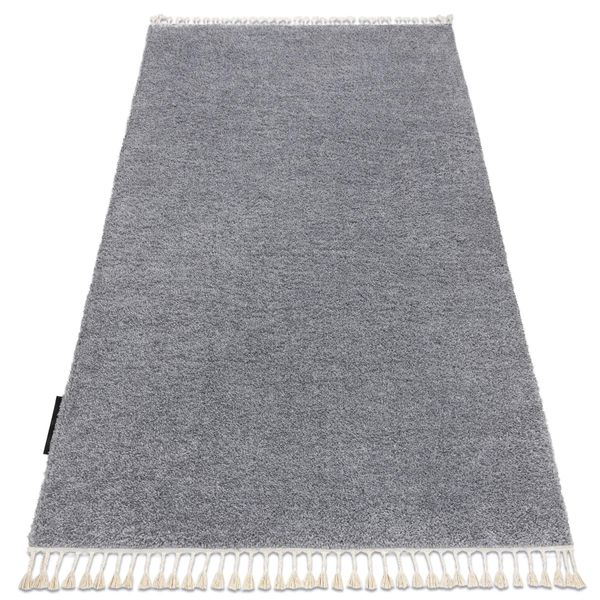 Tappeto Berber 9000 Grigio Chiaro Frange Berbero Marocchino Shaggy Grigio 200X290 Cm-image