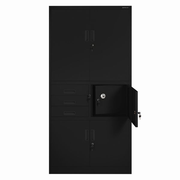 Armadio Per Archiviazione Armadio Per Ufficio Armadio In Acciaio Nero 185X90X40-image