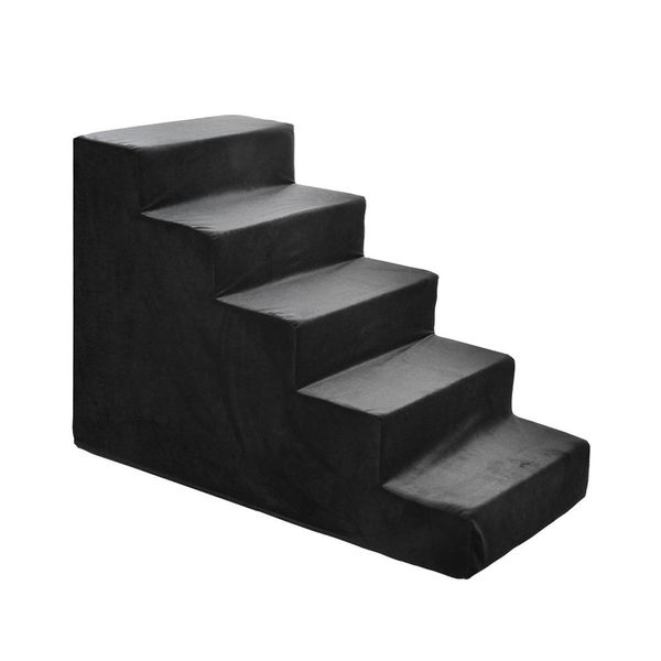 Scale Per Cani Scale Per Gatti Scale Per Animali Domestici Ausilio Per Arrampicarsi Rivestimento In Peluche 5 Gradini Velluto Nero-image