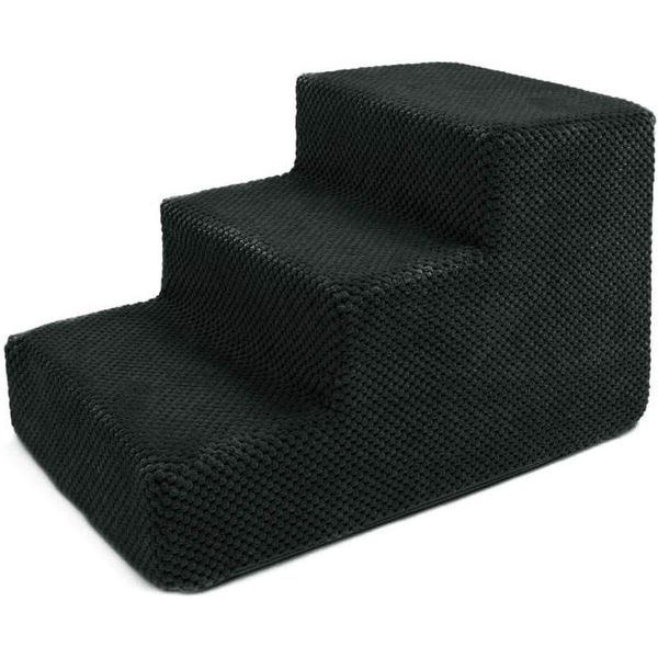 Scale Per Cani Scale Per Gatti Scale Per Animali Domestici Ausilio Per Arrampicarsi Rivestimento In Peluche 3 Gradini Nero-image