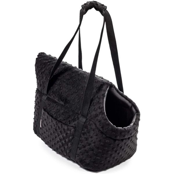 Borsa Per Cani Borsa Da Trasporto Per Cani Gatti Borsa Da Trasporto New Black Minky L-image