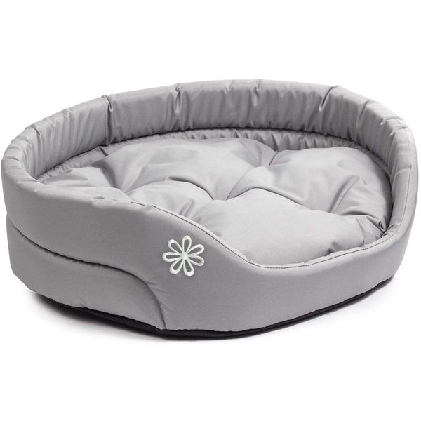 Letto Per Cani | Cuscino Ovale Per Cani O Gatti | Cuscino Letto Antigraffio | Cestino Per Cani | Poliestere Lavabile Grigio S-image
