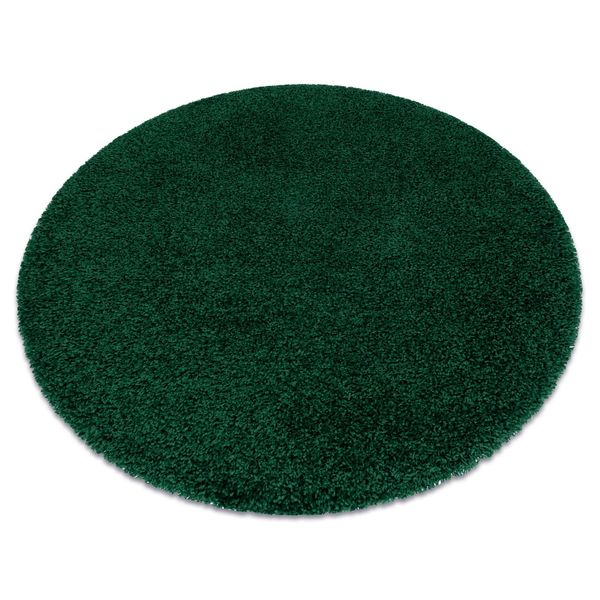 Tappeto Soffi Cerchio Shaggy 5Cm Verde Bottiglia Verde Ruota 120 Cm-image