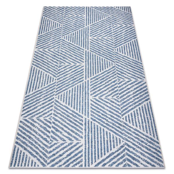 Tappeto Color 47176360 Sisal Linee, Triangoli, Zigzag Beige / Blu Azzurro 160X230 Cm-image