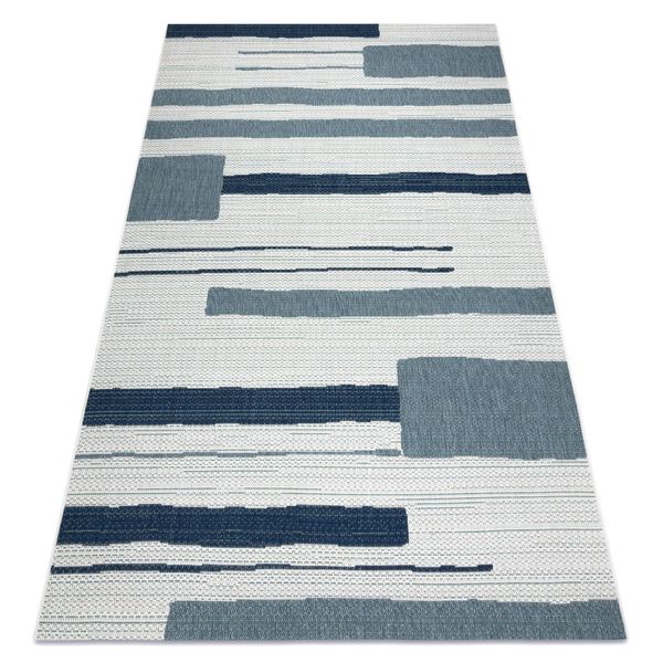 Tappeto Color 19676369 Sisal Linee Beige / Blu Azzurro 200X290 Cm-image