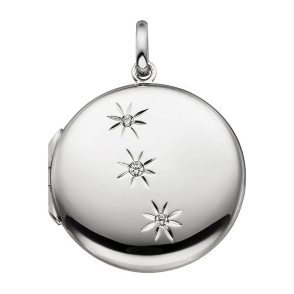 MedallionanhäNger Jobo "AnhäNger Medaillon Rund", Silber (Silber 925), SchmuckanhäNger, Damen, Silber 925 (Sterlingsilber), 925 Silber Mit 3 Zirkonia-image