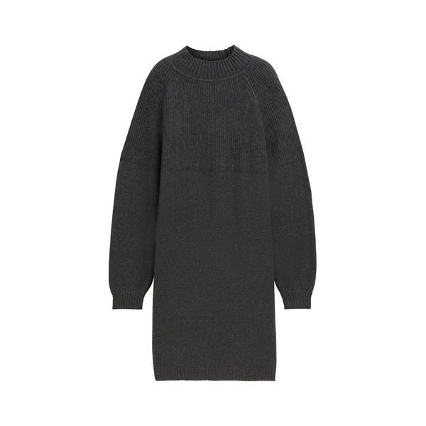 Tom Tailor Denim Damen Strickkleid Mit Stehkragen, Grau, Meliert, Gr. L-image