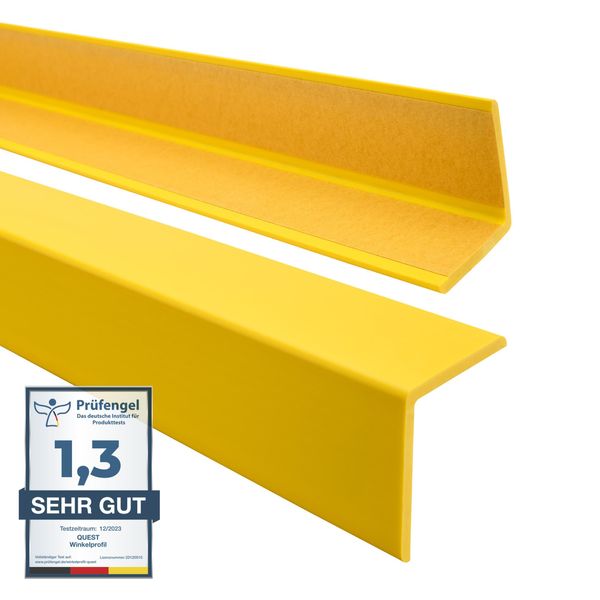 Quest Profilo Angolare Protettivo In Pvc Morbido Autoadesivo 35X35 Mm, 0,9 M, Protezione Bordi, Giallo-image