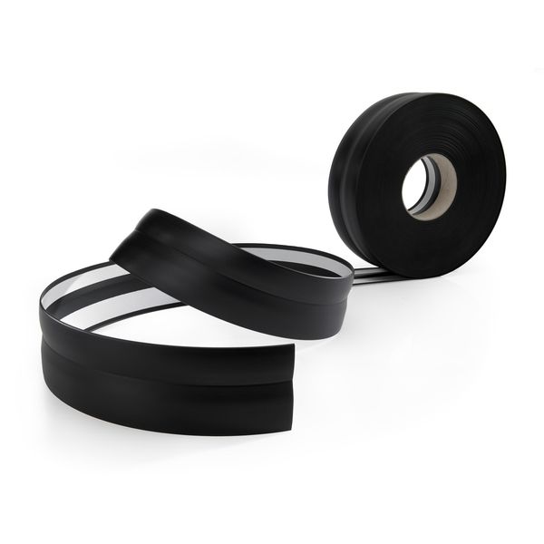 Quest Battiscopa In Pvc Autoadesivo 23X32Mm, 5M, Battiscopa Morbido, Flessibile, Nero-image