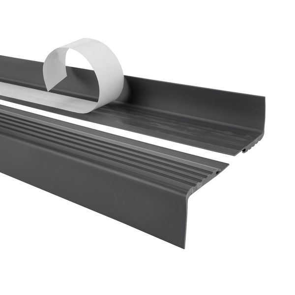 Quest Profilo Antiscivolo Autoadesivo Per Scale Pmw Pcv, Protezione Per Scale, 48X42 Mm, Grigio Scuro-image