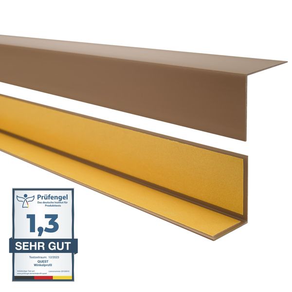 Quest Profilo Angolare Decorativo Autoadesivo In Pvc 20X20Mm, 2M, Protezione Bordi, Marrone-image