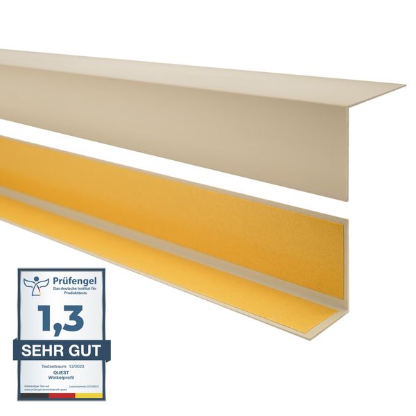 Quest Profilo Angolare Decorativo Autoadesivo In Pvc 20X20Mm, 2M, Protezione Bordi, Beige-image