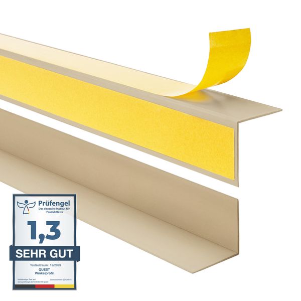 Quest Profilo Angolare Decorativo In Pvc 15X15 Mm, 1,5 M Incollato All'esterno, Protezione Dei Bordi, Beige-image
