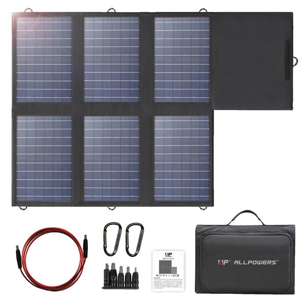 Caricabatterie A Pannello Solare, Design Pieghevole Da 60 W, Porte Di Ricarica Multiple-image